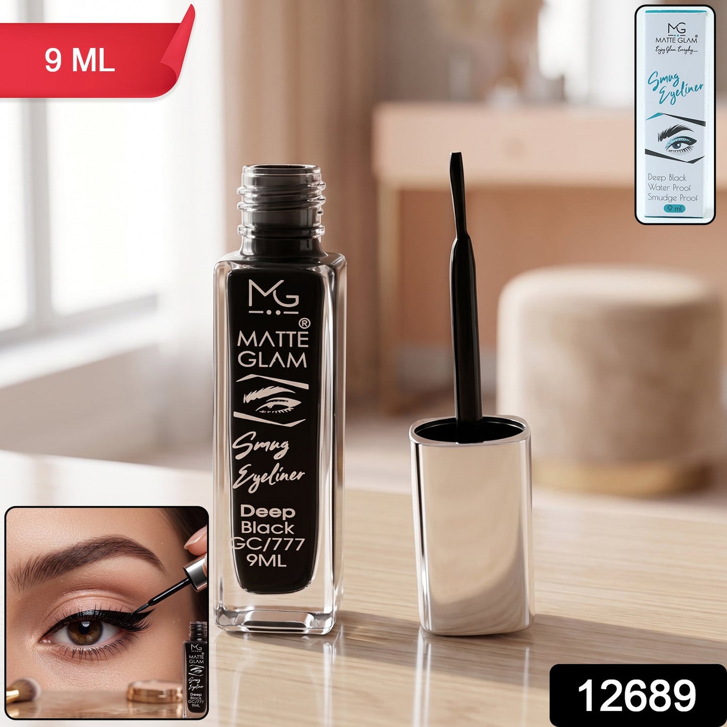Matte Glam Smudge Proof Deep Black Eyeliner (1 Pc, 9 ML)