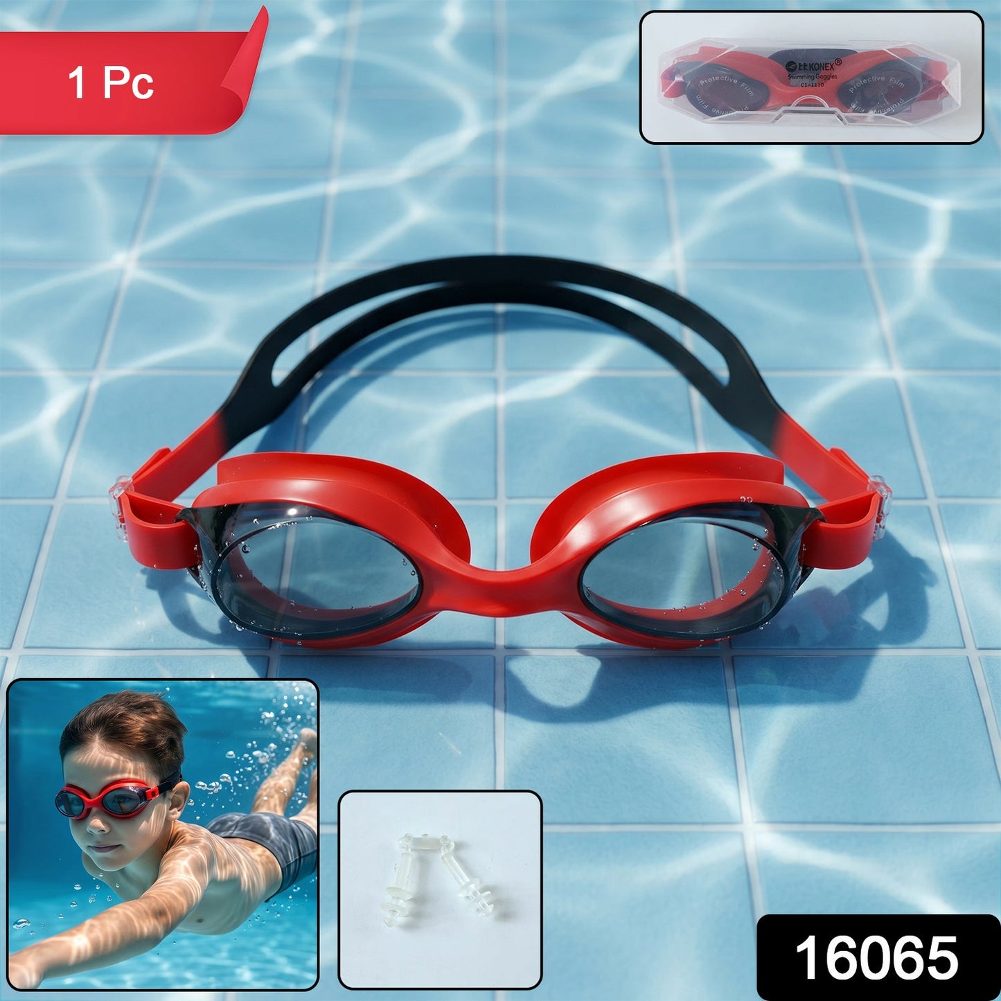 Premium Swimming Goggles with Adjustable Strap (1 Pc)