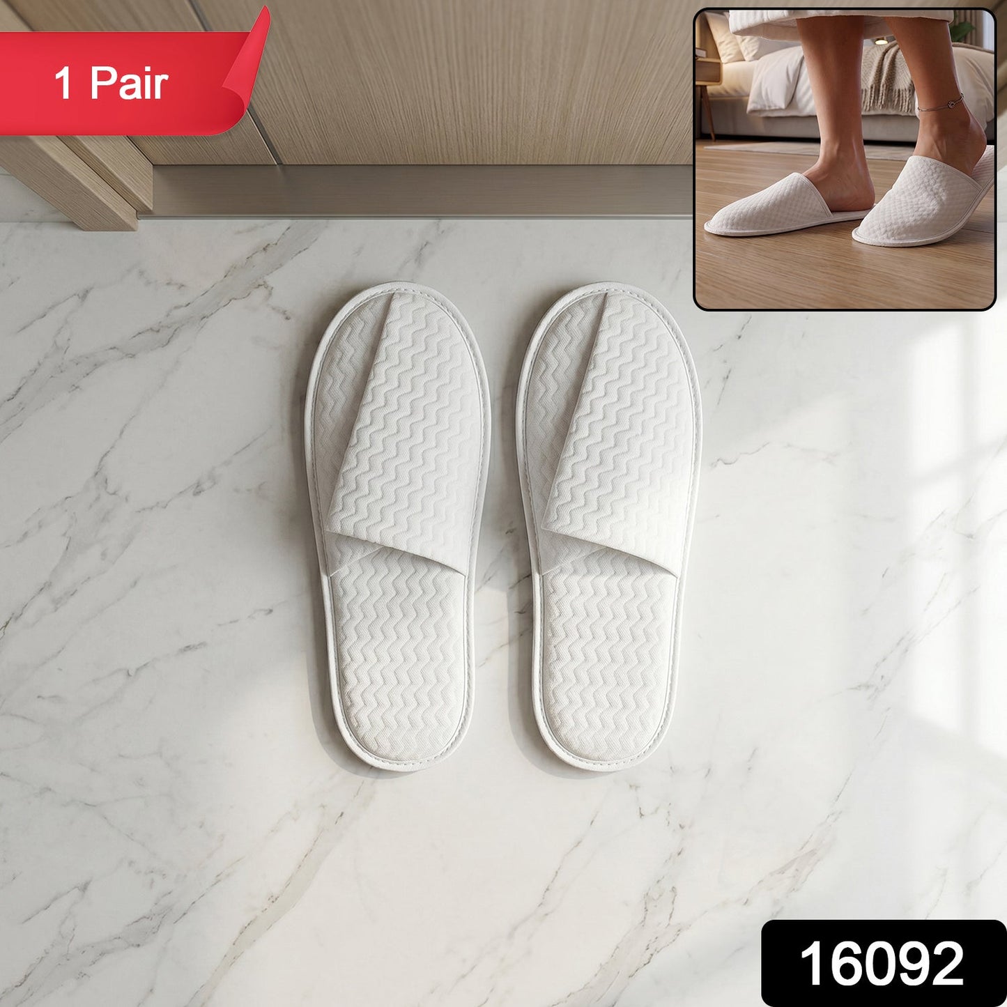 Soft White Open Toe Home Slippers
